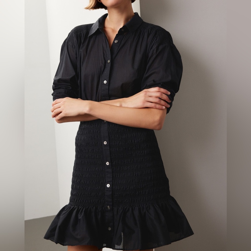 Veronica Beard Ruched Button-Up Dress